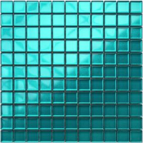 Mosaïque en verre sur filet pour salle de bain ou cuisine 30 cm x 30 cm -  Hydrangea blue