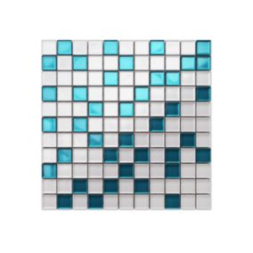 Mosaïque en verre sur filet pour salle de bain ou cuisine 30 cm x 30 cm - Laguna