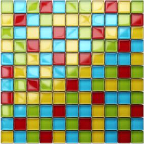 Mosaïque en verre sur filet pour salle de bain ou cuisine 30 cm x 30 cm - Legoland