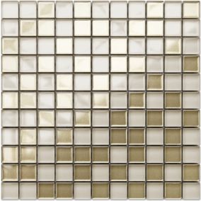 Mosaïque en verre sur filet pour salle de bain ou cuisine 30 cm x 30 cm - Macchiato