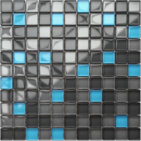 Mosaïque en verre sur filet pour salle de bain ou cuisine 30 cm x 30 cm -Minecraft Diamond