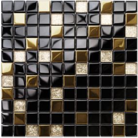 Mosaïque en verre sur filet pour salle de bain ou cuisine 30 cm x 30 cm - Monte Carlo