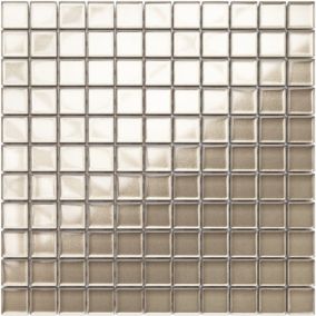 Mosaïque en verre sur filet pour salle de bain ou cuisine 30 cm x 30 cm - Pale gold