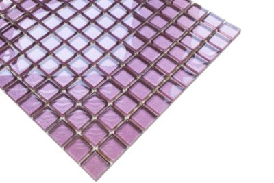 Mosaïque en verre sur filet pour salle de bain ou cuisine 30 cm x 30 cm -Pink agata