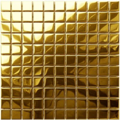 Mosaïque en verre sur filet pour salle de bain ou cuisine 30 cm x 30 cm - Pure gold