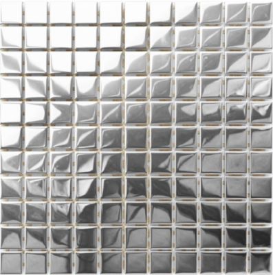 Mosaïque en verre sur filet pour salle de bain ou cuisine 30 cm x 30 cm - Pure silver