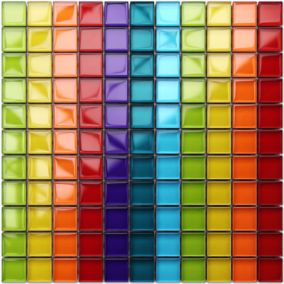 Mosaïque en verre sur filet pour salle de bain ou cuisine 30 cm x 30 cm - Rainbow river