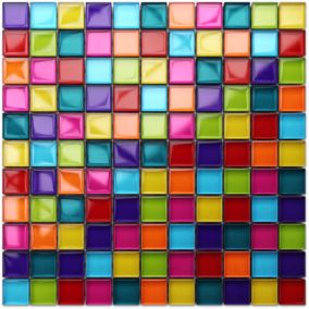 Mosaïque en verre sur filet pour salle de bain ou cuisine 30 cm x 30 cm - Rainbow