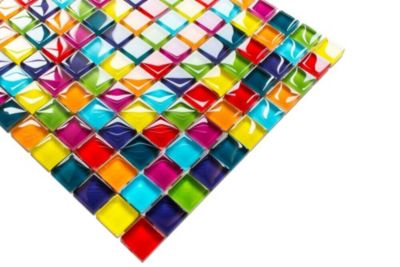 Mosaïque en verre sur filet pour salle de bain ou cuisine 30 cm x 30 cm - Rainbow