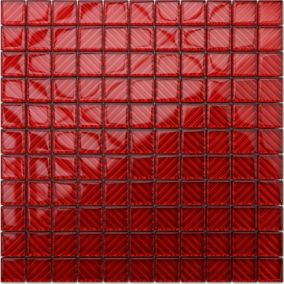 Mosaïque en verre sur filet pour salle de bain ou cuisine 30 cm x 30 cm - Red Hot Chili Peppers