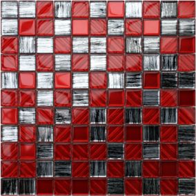 Mosaïque en verre sur filet pour salle de bain ou cuisine 30 cm x 30 cm -  Red jeans