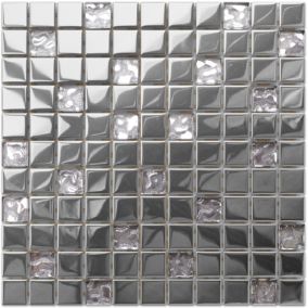 Mosaïque en verre sur filet pour salle de bain ou cuisine 30 cm x 30 cm - Selene