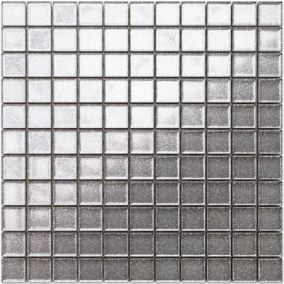 Mosaïque en verre sur filet pour salle de bain ou cuisine 30 cm x 30 cm - Silver sparks