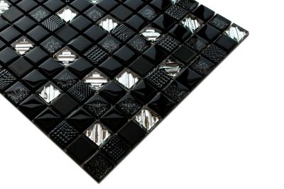 Mosaïque en verre sur filet pour salle de bain ou cuisine 30 cm x 30 cm -Starlight night