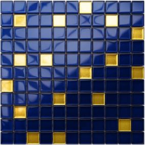 Mosaïque en verre sur filet pour salle de bain ou cuisine 30 cm x 30 cm - Starry sky