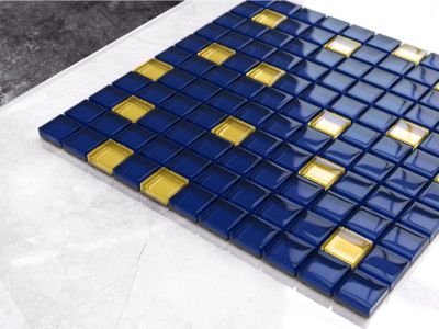 Mosaïque en verre sur filet pour salle de bain ou cuisine 30 cm x 30 cm - Starry sky