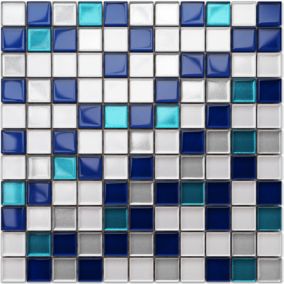 Mosaïque en verre sur filet pour salle de bain ou cuisine 30 cm x 30 cm - Topaz