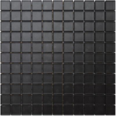 Mosaïque en verre sur filet pour salle de bain ou cuisine 30 cm x 30 cm - Velvet black