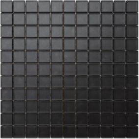 Mosaïque en verre sur filet pour salle de bain ou cuisine 30 cm x 30 cm - Velvet black