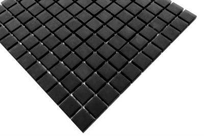 Mosaïque en verre sur filet pour salle de bain ou cuisine 30 cm x 30 cm - Velvet black