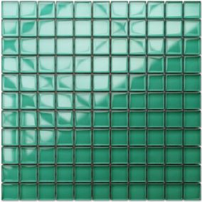 Mosaïque en verre sur filet pour salle de bain ou cuisine 30 cm x 30 cm - Verdant fields