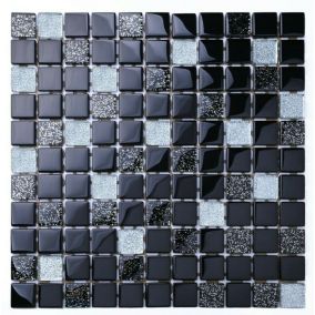 Mosaïque en verre sur filet pour salle de bain ou cuisine 30 cm x 30 cm - Verre moon night