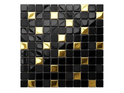 Mosaïque en verre sur filet pour salle de bain ou cuisine 30 cm x 30 cm - Volcano gold
