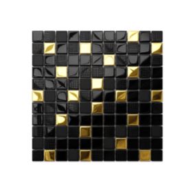 Mosaïque en verre sur filet pour salle de bain ou cuisine 30 cm x 30 cm - Volcano gold