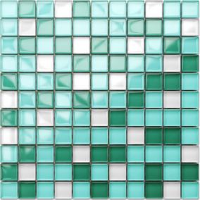 Mosaïque en verre sur filet pour salle de bain ou cuisine 30 cm x 30 cm - Winter frost