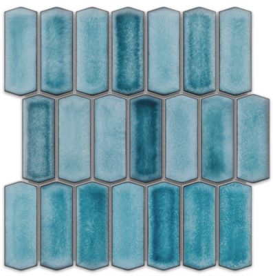 Mosaïque en verre sur maille pour salle de bain ou cuisine 29.7cm x 28.8cm - Caotic bleu