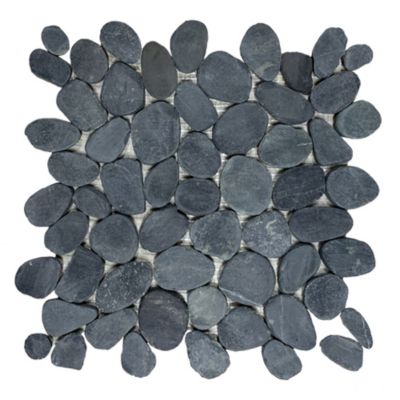 Mosaïque galet scié sol/mur en marbre noir - Vendu par filet de 30 x 30 cm - C-NEGOCE