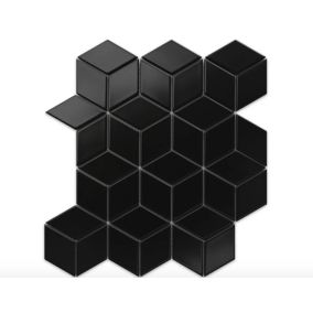 Mosaïque sur résille pour salle de bain et cuisine en céramique 26.5 cm x 30.5 cm - Black geometric cubes