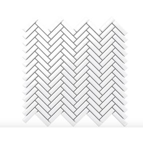 Mosaïque sur résille pour salle de bain et cuisine en céramique 28 cm x 27 cm - Gloss white chevron