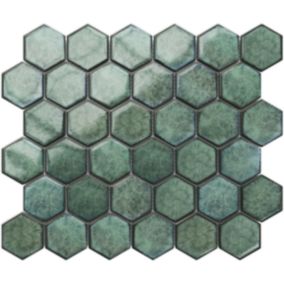 Mosaïque sur résille pour salle de bain et cuisine en céramique 29.7 cm x 26.2 cm - Nori hive