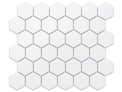 Mosaïque sur résille pour salle de bain et cuisine en céramique 29.7 cm x 26.2 cm - White hexagon