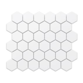 Mosaïque sur résille pour salle de bain et cuisine en céramique 29.7 cm x 26.2 cm - White hexagon