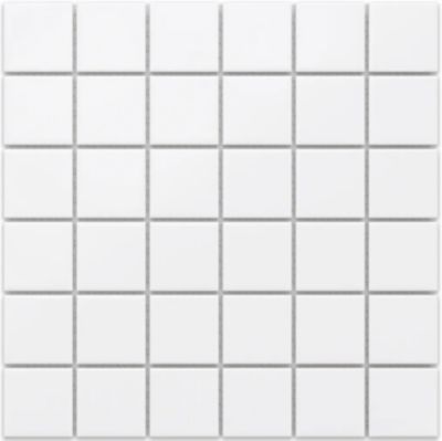 Mosaïque sur résille pour salle de bain et cuisine en céramique 30.2 cm x 30.2 cm - White chaturanga