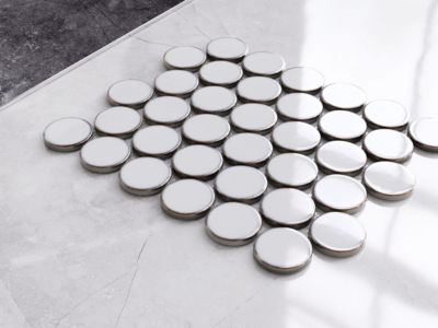 Mosaïque sur résille pour salle de bain et cuisine en céramique 30.6 cm x 26.5 cm - White dots