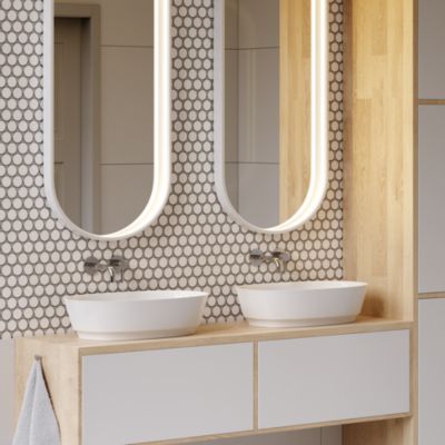 Mosaïque sur résille pour salle de bain et cuisine en céramique 30.6 cm x 26.5 cm - White dots