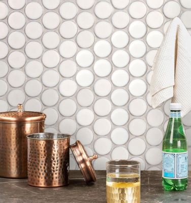 Mosaïque sur résille pour salle de bain et cuisine en céramique 30.6 cm x 26.5 cm - White dots
