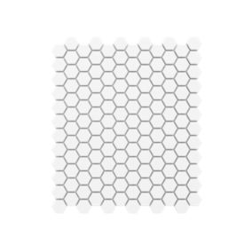 Mosaïque sur résille pour salle de bain et cuisine en céramique 30 cm x 26 cm - Matt white hive