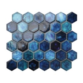 Mosaïque sur résille pour salle de bain et cuisine en céramique 31.2 x 27 cm- Mixed ocean hive