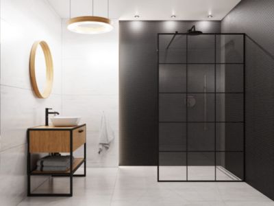 Mosaïque sur résille pour salle de bain et cuisine en céramique 31.7 cm x 29.3 cm- Black dots