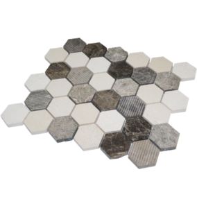 Mosaïque Travertin - Mix Gris - Hexagones