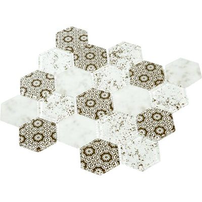 Mosaïque Verre - Mix Brown Déco - Hexagones