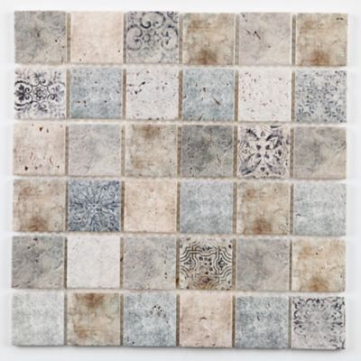 Mosaïque beige 4,8 x 4,8 cm Tahat travertin pierre naturelle