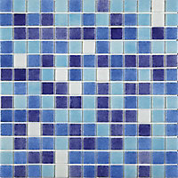Mosaïque bleue blanche 30 x 30 cm
