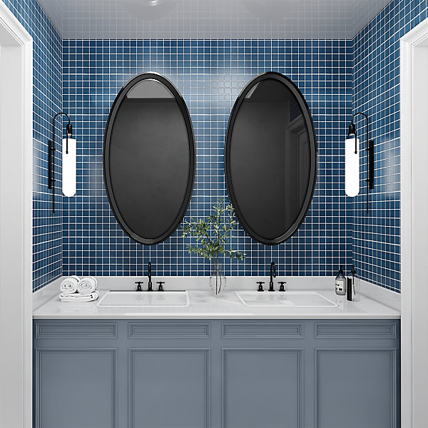 Mosaïque Emaux 24 Bleu Marine sur filet Mosaïque Emaux 24 Bleu Marine sur filet