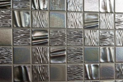 Mosaique de Ceramique 4,7 X 4,7 Cm Noire Relief Vague - vendu par plaque de 30X30 cm -