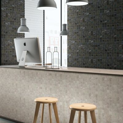 Mosaique de Ceramique 4,7 X 4,7 Cm Noire Relief Vague - vendu par plaque de 30X30 cm -